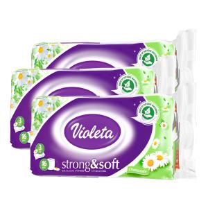 Violeta toaletni papir, 3 paketa, 16/1 (48 rola), 3 sloja, Strong & Soft Kamilica*