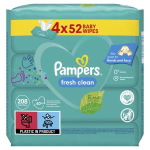 Pampers Fresh Clean, Dječje Vlažne Maramice 52x4 komada