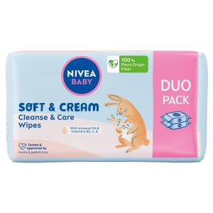 NIVEA BABY Soft & Cream vlažne maramice 2x57 kom