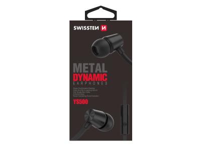 SWISSTEN slušalice + mikrofon, In-ear, metalne, crne DYNAMIC YS500