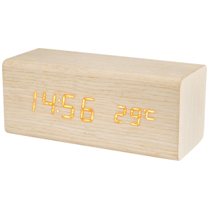 home Sat sa alarmom i termometrom, drveno kućište - OC 06