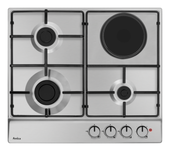 Amica ploča za kuhanje PG611101R, kombinirana, 3 plin + 1 struja, WOK plamenik