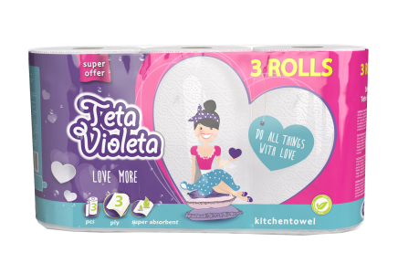Teta Violeta kuhinjski ručnici Love, 3 sloja  3/1*