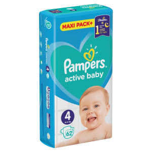 Pampers pelene Active Baby Maxi Pack veličina 4 (9-14 kg) 62 kom