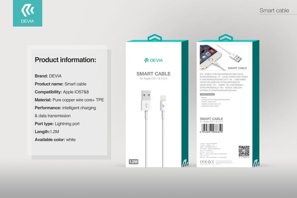 Slika Devia Smart series kabel za Apple 5V/2.1A, 1.2 m