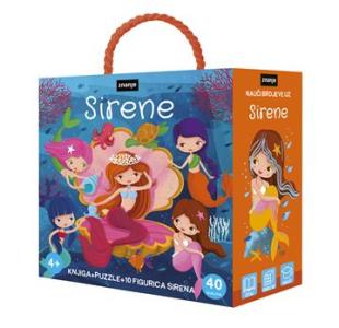 Nauči brojeve uz sirene, knjiga, puzzle i 10 figurica sirena