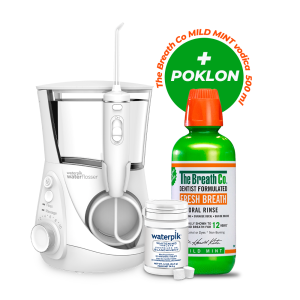 Waterpik Whitening Professional oralni vodeni tuš WF-05 + GRATIS The Breath Co Mild Mint vodica za usta, 500 ml