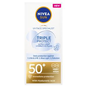 Nivea SUN Triple Protect Ultralagani fluid za zaštitu kože lica od sunca SPF 50+, 40 ml