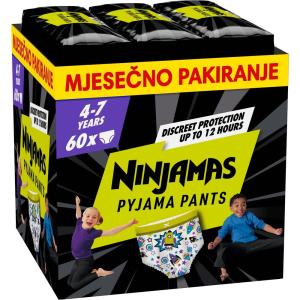 Pampers Noćne gaćice Ninjamas, Sa Svemirskim Motivima, 60x Noćne Gaćice, 4-7 Godina, 17 kg - 30 kg, Mjesečno pakiranje