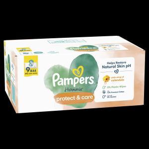 Pampers Harmonie Protect & Care, Dječje Vlažne Maramice, 9 Pakiranja/44 kom, 396 Maramica