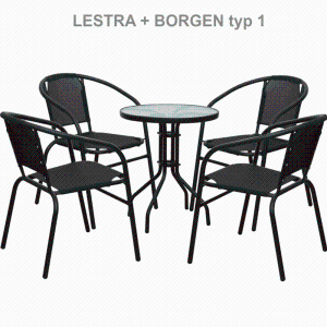 Blagovaonski stol BORGEN TIP 2, crni čelik/kaljeno staklo