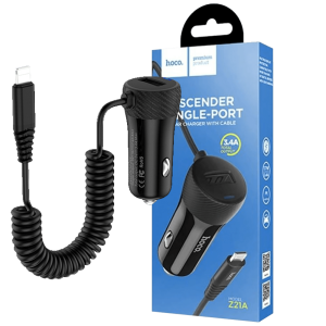 hoco. Auto punjač za Lightning kabelom,  1 x USB, 2.4 A max. - Z21A Ascender Lightning