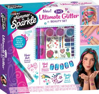 CRAZART set 3u1 za tijelo, nokte i kosu Ultimate Glitter 65501