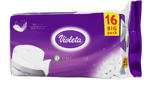 Violeta toaletni papir  Premium Natural, 3 sloja 16/1*