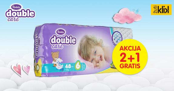 2+1 Violeta Pelene Double Care AIR DRY JUNIOR PLUS - 6 jumbo (16+ kg., 48 kom) + GRATIS Baby vlažni toaletni papir