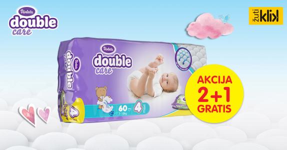 2+1 Violeta Pelene Double Care AIR DRY MAXI - 4 jumbo (7 - 18 kg., 60 kom) + GRATIS baby maramice