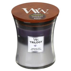 WoodWick mirisna svijeća Trilogy Medium Amethyst Sky (gori 100 sati)