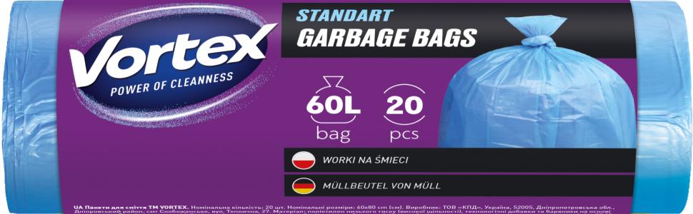Vortex standardna HDPE vreća za smeće 60L/20kom. - plava