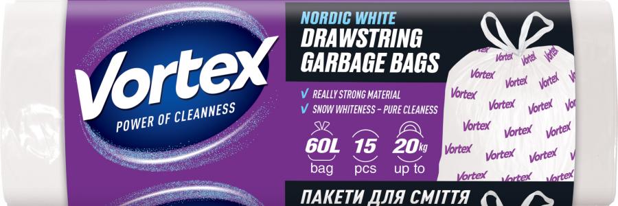 Vortex Nordic White vreće za smeće sa vezicama 60L/15kom.