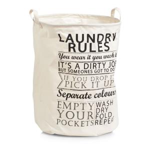 Zeller Košara za rublje, "Laundry Rules", platno, siva, Ø38x48 cm