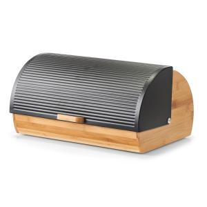 Zeller Kutija za kruh, bambus/metal, crna, 39x27x19 cm