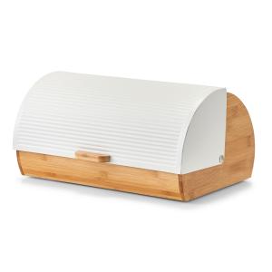 Zeller Kutija za kruh, bambus/metal, bijela, 39x27x19 cm