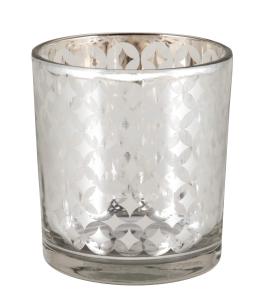 Božićne ukrasne staklene čaše za svijeće RETRO srebrno/zlatno 7,3 x 8 cm