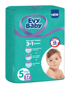 Evy Baby Jednokratne pelene 3 u 1 sistem Standard, 5 Junior, 11 - 25 kg (17 kom)