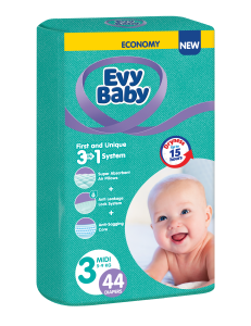 Evy Baby Jednokratne pelene 3 u 1 sistem Twin, 3 Midi, 5 - 9 kg (44 kom)