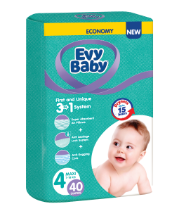 Evy Baby Jednokratne pelene 3 u 1 sistem Twin, 4 Maxi, 7 - 18 kg (40 kom)