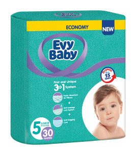Evy Baby Jednokratne pelene 3 u 1 sistem Twin, 5 Junior, 11 - 25 kg (30 kom)