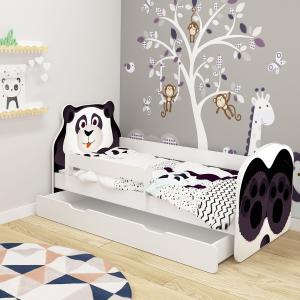 Acma drveni dječji Krevet ANIMALS s ladicom, Bijeli, PANDA