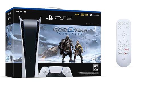 Sony Igraća konzola PS5 PlayStation 5 Digital Edition + God of War: Ragnarok PS5 vaučer + PS5 Media Remote