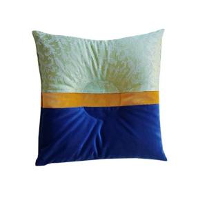 Jastuk za sjedenje punjen heljdom - Zelena/modre pruge (50 x 50) + GRATIS vrećica lavande