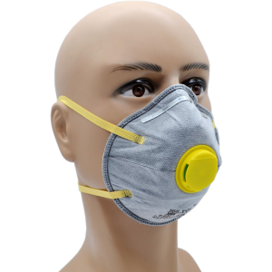 Zaštitna maska FFP2/KN95 oblik CUP s ventilom i gumicom boja CARBON SIVA - 10 kom