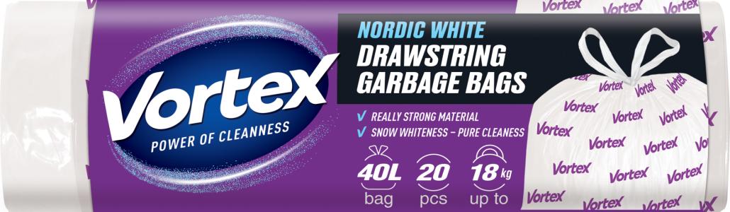 Vortex Nordic White vreće za smeće sa vezicama 40L/20kom.