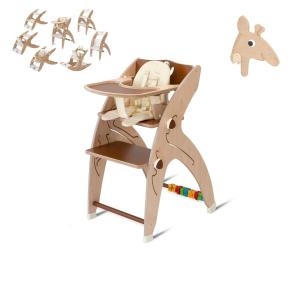 QuarttoLino 7u1 dječja stolica za bebe i djecu smeđa sa glavom žirafe