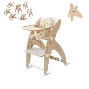 QuarttoLino 7u1 dječja stolica za bebe i djecu bijela sa glavom žirafe